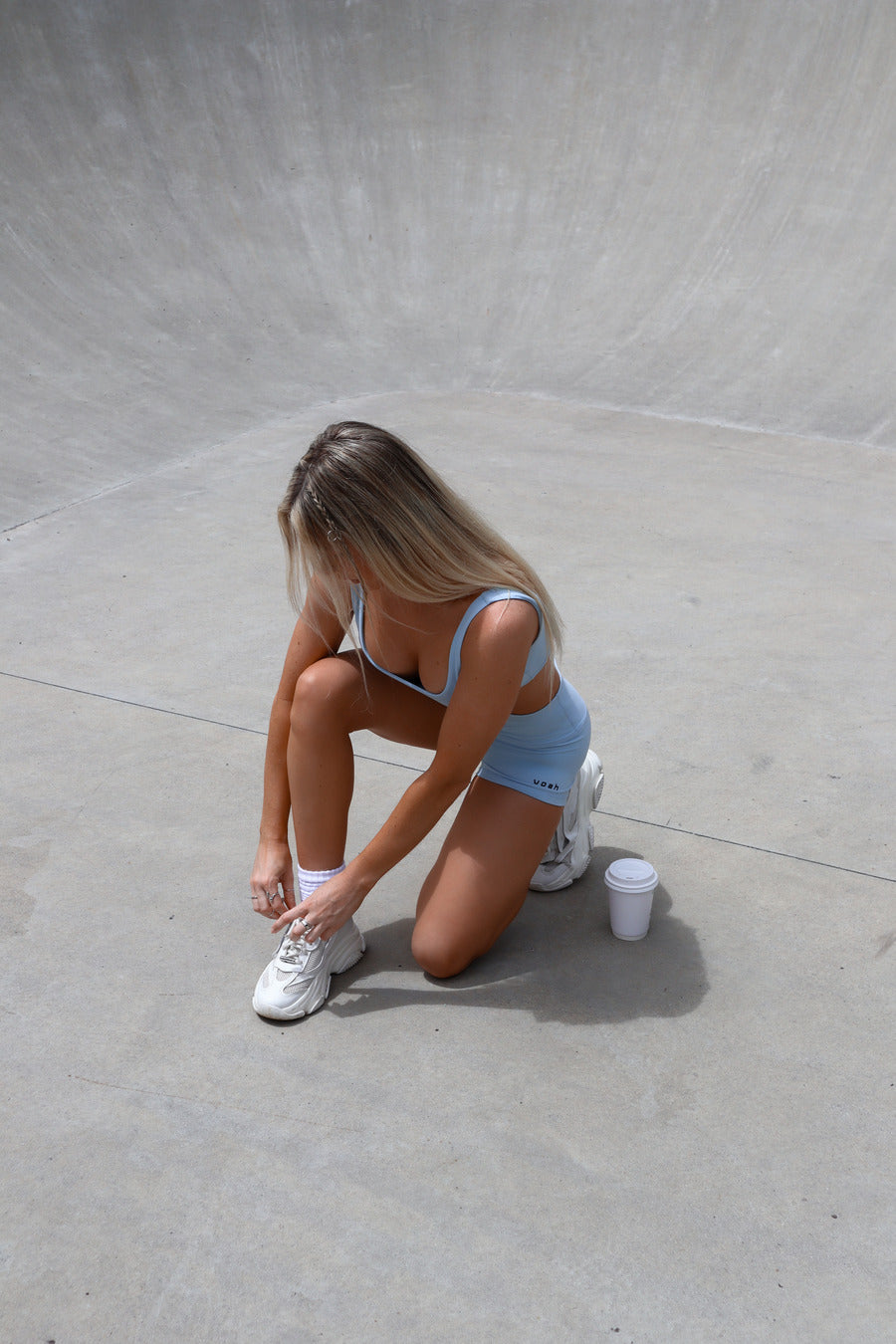 powder blue mini shorts