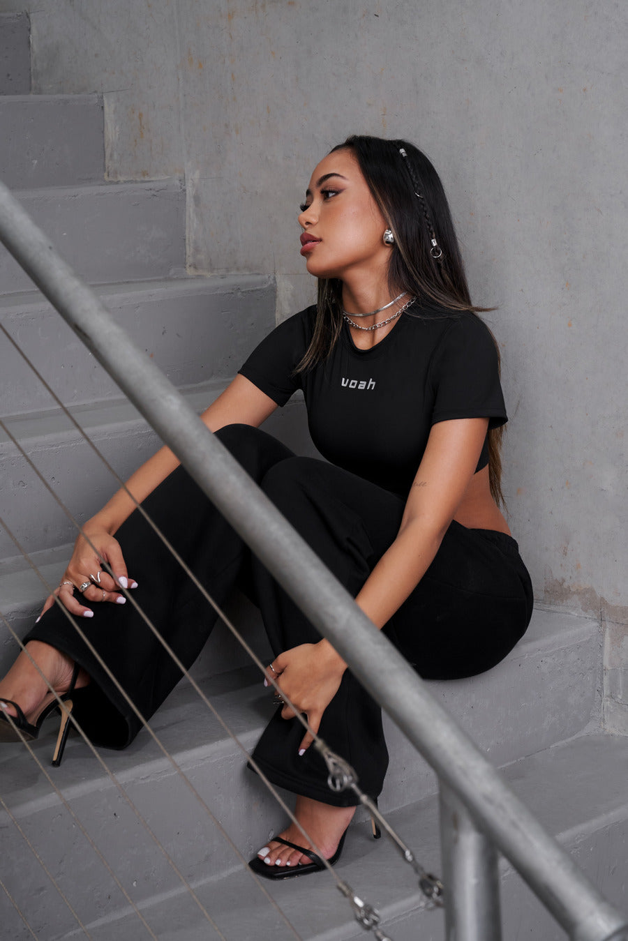 women's black going out top