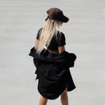 Black oversized shirt with button detailing