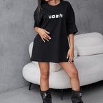 women's black t shirt dress