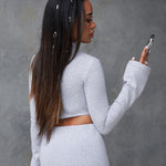 women's grey maxi skirt